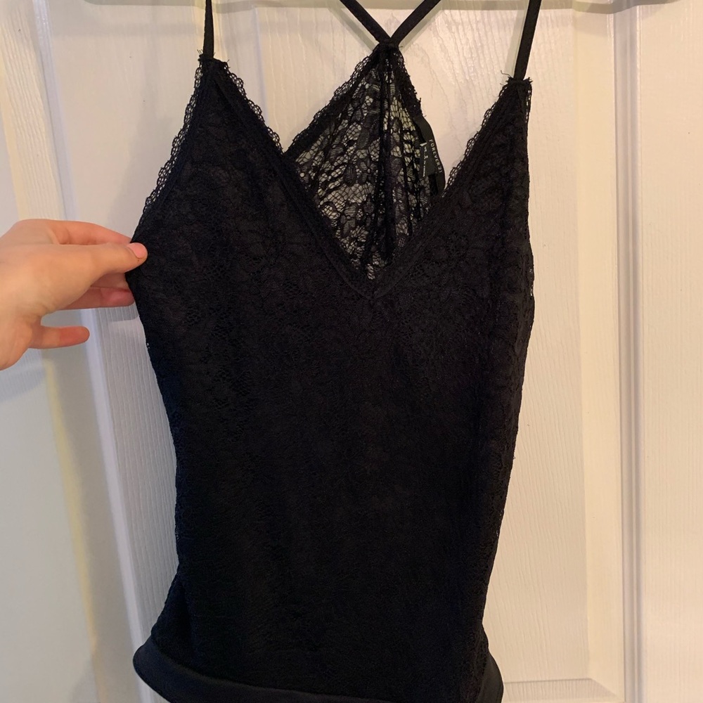 Black mesh body suit